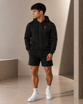 ESSENTIAL HOODIE ZIP — BLACK