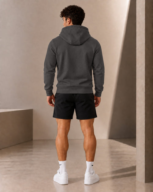 ESSENTIAL HOODIE ZIP — GRAPHITE