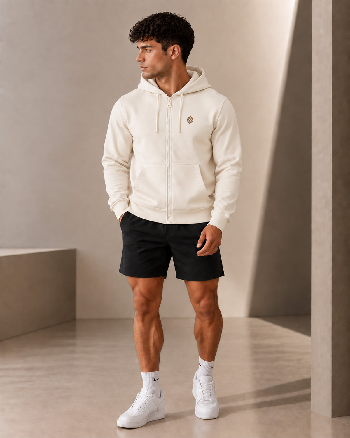 ESSENTIAL HOODIE ZIP — CLOUD